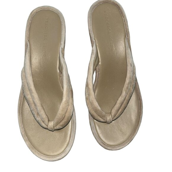 veronica beard cream wedge platform thong sandal shoes 10 - Picture 3 of 9
